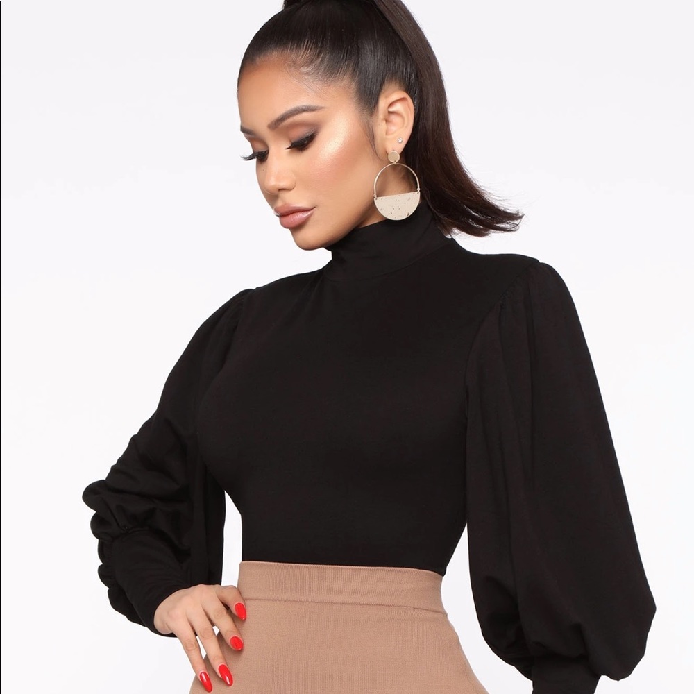 ❌ SOLD FN Black Mock Neck Bodysuit